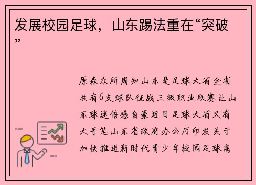 发展校园足球，山东踢法重在“突破”